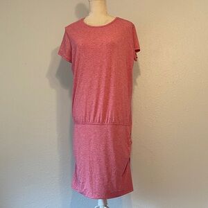 Patagonia Glorya Pink Ruched Heathered Jersey T-Shirt Dress Size Large